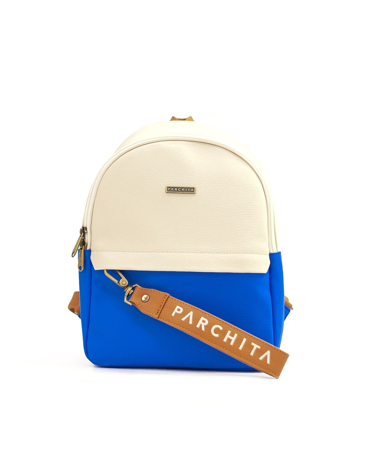 Mochila bruno beige azul