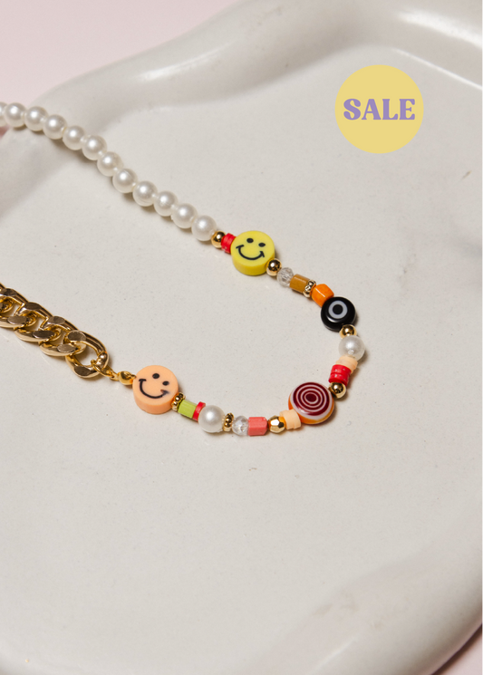 Collar charms rosa x amarillo