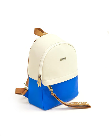 Mochila bruno beige azul